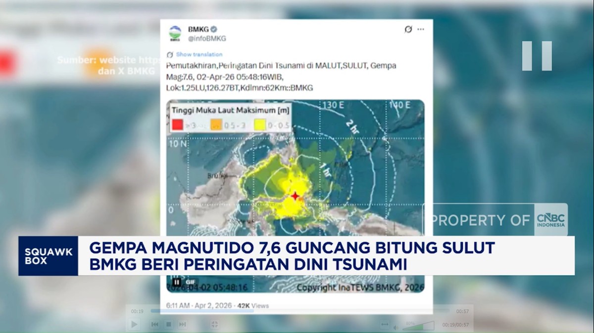 Gempa M 7,6 Guncang Sulawesi Utara Dini Hari, BMKG Segera Antisipasi Risiko Tsunami