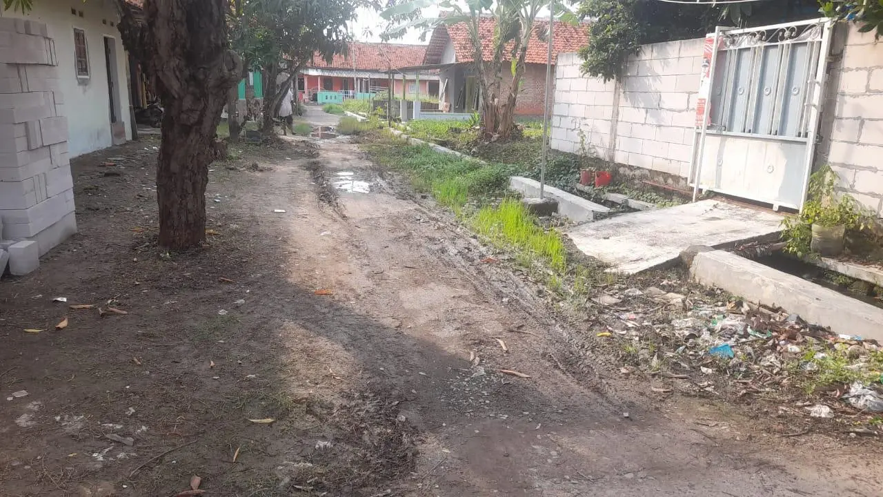 Miris! Hingga Ditumbuhi Rumput Liar, Jalan Perintis 4 Kelurahan Bojongsari Indramayu Tak Kunjung Diperbaiki